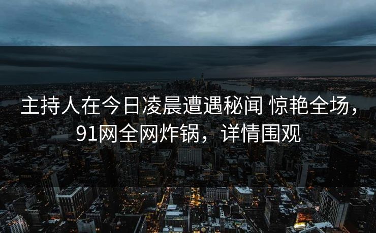 主持人在今日凌晨遭遇秘闻 惊艳全场，91网全网炸锅，详情围观