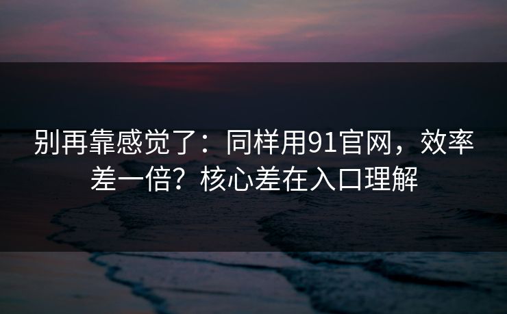 别再靠感觉了:同样用91官网,效率差一倍?核心差在入口理解 别再靠感觉了:同样用91官网,效率差一倍?核心差在入口理解