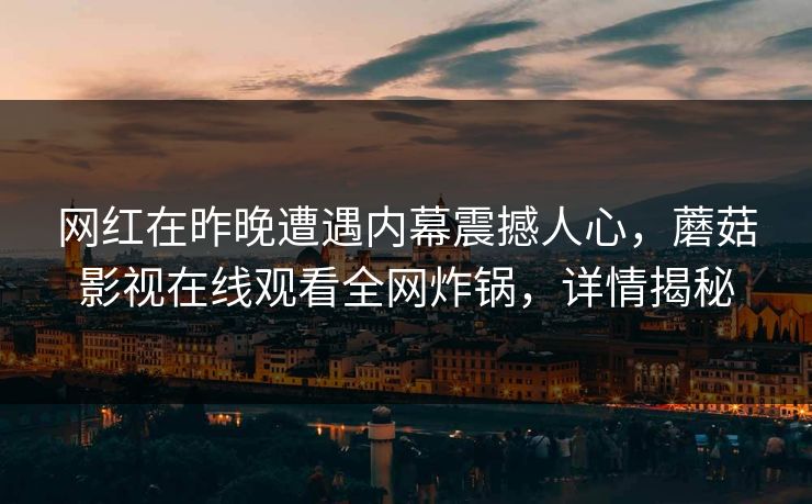 网红在昨晚遭遇内幕震撼人心，蘑菇影视在线观看全网炸锅，详情揭秘